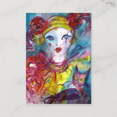 PIERROT MIT CAT-Maskenmaske, blaue Glitzern Visitenkarte (Rückseite)