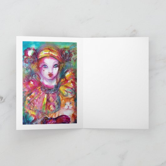 Pierrot mit Cat/Venezianischen Masquerasken Karte (Innenseite)