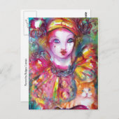 Pierrot mit Cat/Venezianischen Masquerasken Postkarte (Vorne/Hinten)