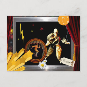 Pierrot mit Fahrrad Postkarte