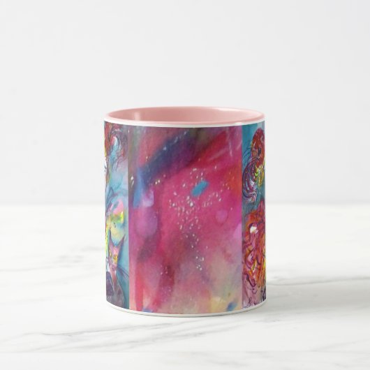 PIERROT MIT KATZE/Venezianischen Maskenmasken Tasse (Zentrum)