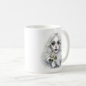 Pierrot mit weißer Rose Kaffeetasse (VorderseiteRechts)