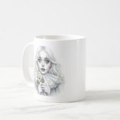 Pierrot mit weißer Rose Kaffeetasse (Vorderseite Links)