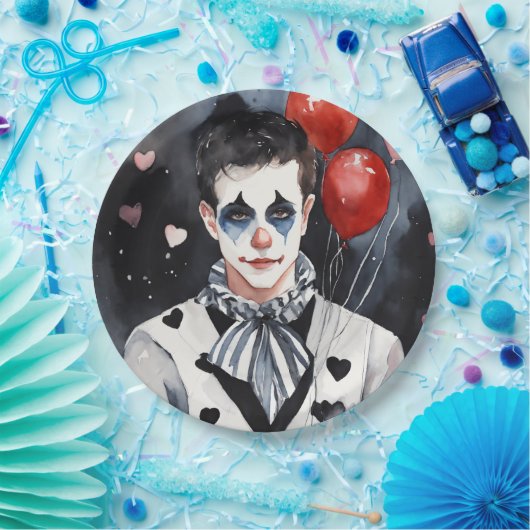 Pierrot schwarz-weiß pappteller (Party)