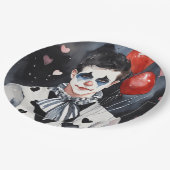 Pierrot schwarz-weiß pappteller (Schrägansicht)