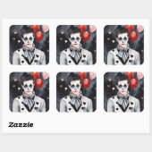 Pierrot schwarz-weiß quadratischer aufkleber (Blatt)