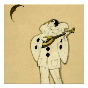 Pierrot Serenades a Crescent Moon von Sophia Chios Poster