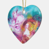 PIERROT UND ARLECCHINA / DRITTE MASK Valentinherz Keramikornament (Links)