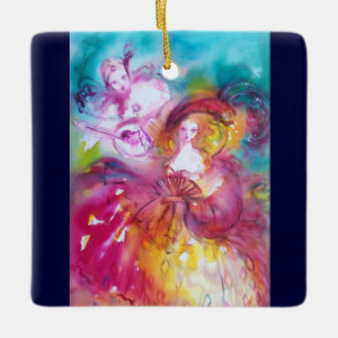 PIERROT UND ARLECCHINA / DRITTE MASKE KERAMIKORNAMENT