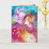 PIERROT UND ARLECCHINA Romantischer Geburtstag Karte (Gelbe Blume)