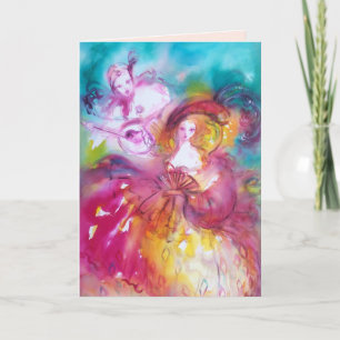 PIERROT UND ARLECCHINA Valentinstag Feiertagskarte