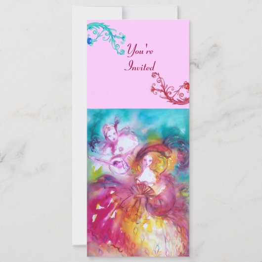 PIERROT UND ARLECCHINA Venezianischer Karneval, Einladung (Vorderseite)