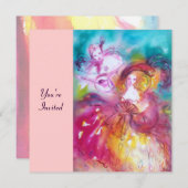 PIERROT UND ARLECCHINA Venezianischer Karneval, Einladung (Vorne/Hinten)