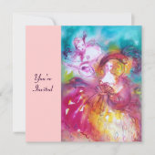 PIERROT UND ARLECCHINA Venezianischer Karneval, Einladung (Vorderseite)