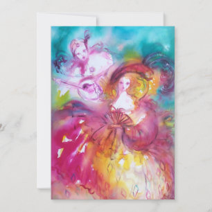 PIERROT UND ARLECCHINA Venezianischer Karneval, Feiertagskarte