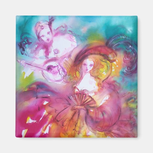 PIERROT UND ARLECCHINA Venezianischer Karneval, Magnet (Vorne)