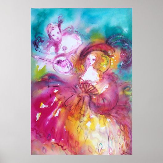 PIERROT UND ARLECCHINA Venezianischer Karneval, Poster (Vorne)