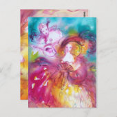 PIERROT UND ARLECCHINA Venezianischer Karneval, Postkarte (Vorne/Hinten)