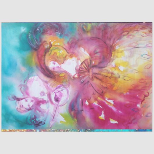 PIERROT UND ARLECCHINA Venezianischer Karneval Seidenpapier (Vorderseite)