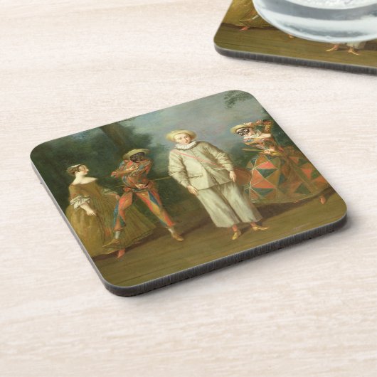 Pierrot und Harlekin Getränkeuntersetzer (Linke Seite)