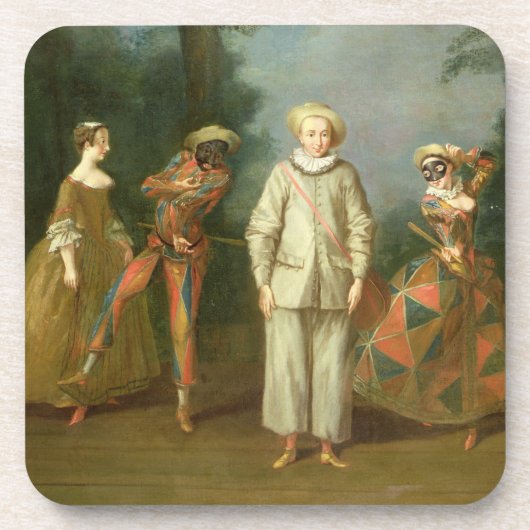 Pierrot und Harlekin Getränkeuntersetzer (Vorderseite)