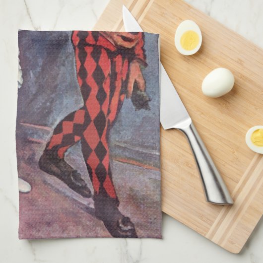 Pierrot und Harlequin Geschirrtuch (Viertel Falte)