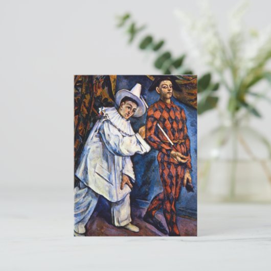 Pierrot und Harlequin, Mardi Gras von Paul Cezanne Postkarte (Stehend Vorderseite)
