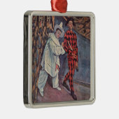 Pierrot und Harlequin Silbernes Ornament (Rechts)