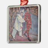Pierrot und Harlequin Silbernes Ornament (Links)