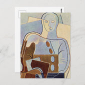 “Pierrot With Guitar” Cubist Painting by Juan Gris Postkarte (Vorne/Hinten)