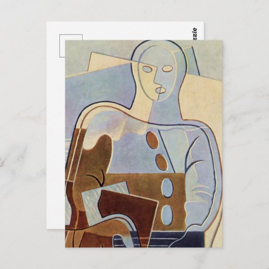“Pierrot With Guitar” Cubist Painting by Juan Gris Postkarte (Vorne/Hinten)