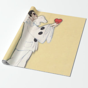 Pierrot with Red Heart von Sophia Chiostri Geschenkpapier