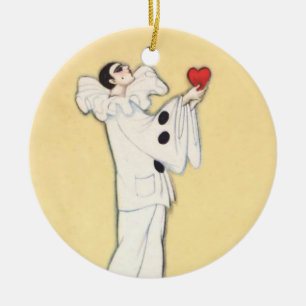 Pierrot with Red Heart von Sophia Chiostri Keramik Ornament