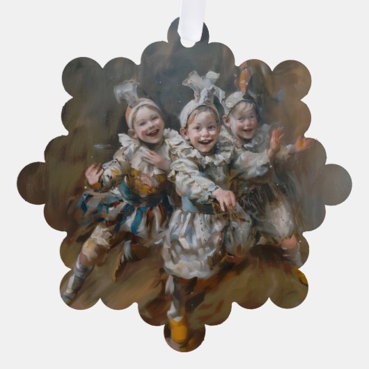 Pierrots - Papierkartendekorationsgeschirr Ornament Karte (Vorderseite)