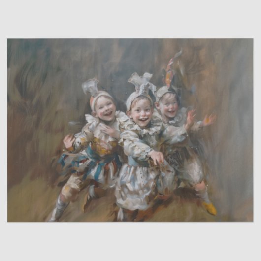 Pierrots - Zierpapier für Ölgemälde Seidenpapier (Vorderseite)