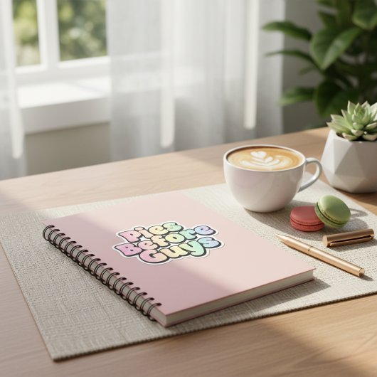 "Pies Before Guys" Retro Bubble Letter Aufkleber