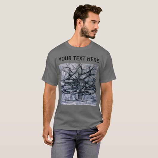 Piet Mondrian Abstrakt Gray Tree Custom T-Shirt (Vorne ganz)