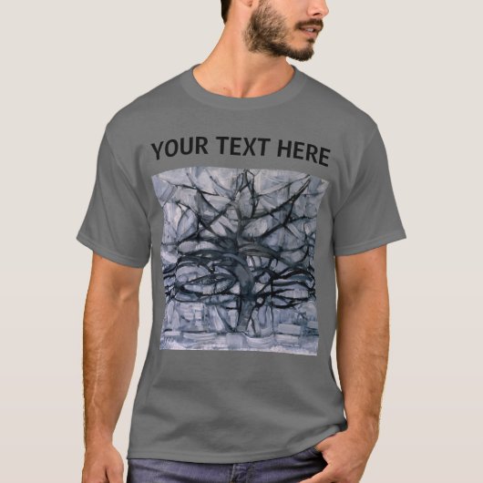Piet Mondrian Abstrakt Gray Tree Custom T-Shirt (Vorderseite)