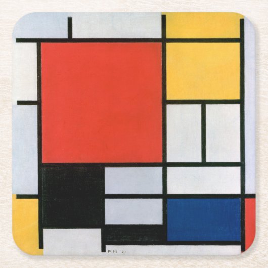 Piet Mondrian Abstrakt Rechteckiger Pappuntersetzer (Vorderseite)
