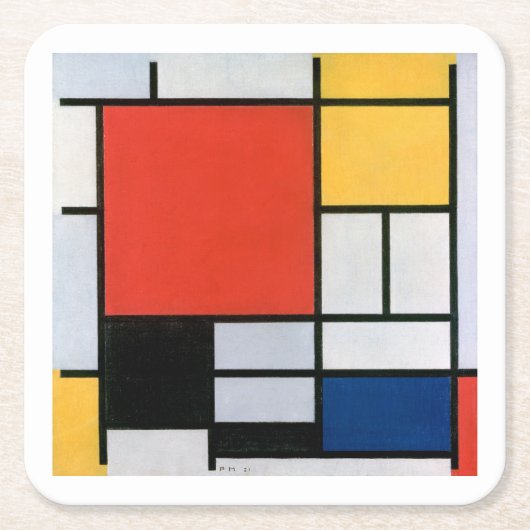 Piet Mondrian Abstrakt Rechteckiger Pappuntersetzer (Vorderseite)
