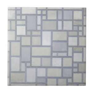Piet Mondrian Abstrakte Geometrische Graue Gitter  Fliese
