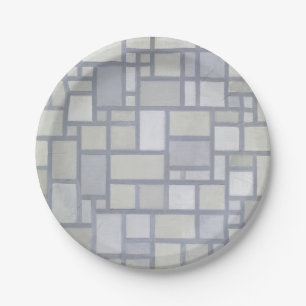 Piet Mondrian Abstrakte Geometrische Graue Gitter Pappteller