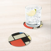 Piet Mondrian Abstrakte Malerei Runder Pappuntersetzer (Vor Ort)