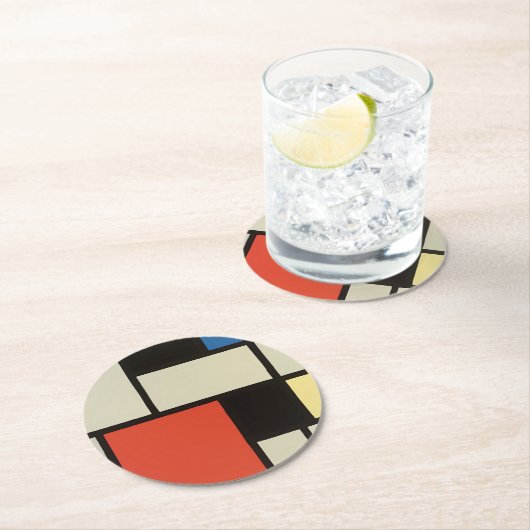 Piet Mondrian Abstrakte Malerei Runder Pappuntersetzer (Vor Ort)