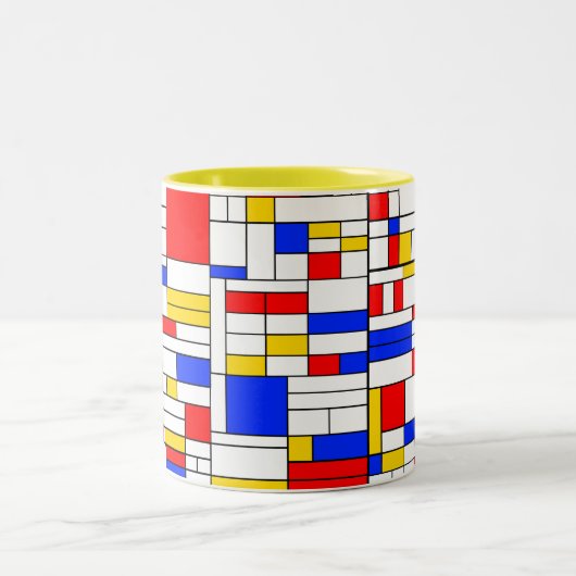 Piet Mondrian Art Abstrakt Art Zweifarbige Tasse (Mittel)