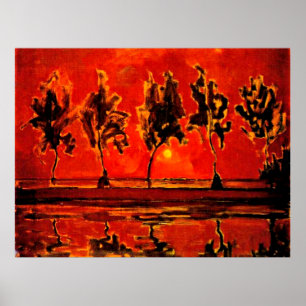 Piet Mondrian art, Bäume durch die Geine am Monume Poster