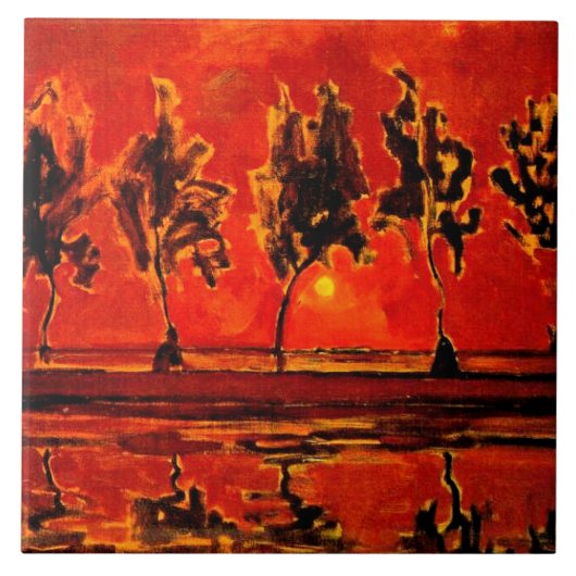 Piet Mondrian art, Bäume von der Geine am Monaufga Fliese (Vorderseite)