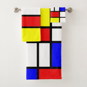 Piet Mondrian Art Style Modern Bright Colorado Badhandtuch Set