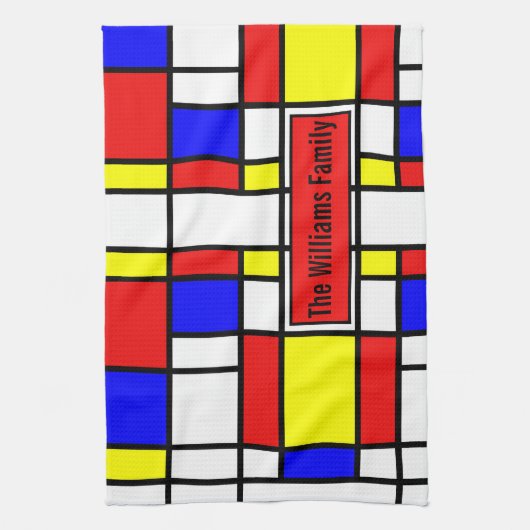 Piet Mondrian Art Style Modern Bright Colorado Geschirrtuch (Vertikal)