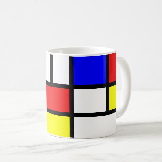 Piet Mondrian Art Style Moderne moderne, helle Bez Kaffeetasse (VorderseiteRechts)